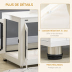 Cage pour chien cage de chien sur pied avec coussin amovible acier noir et blanc - 94 x 60 x 71,5 cm-6