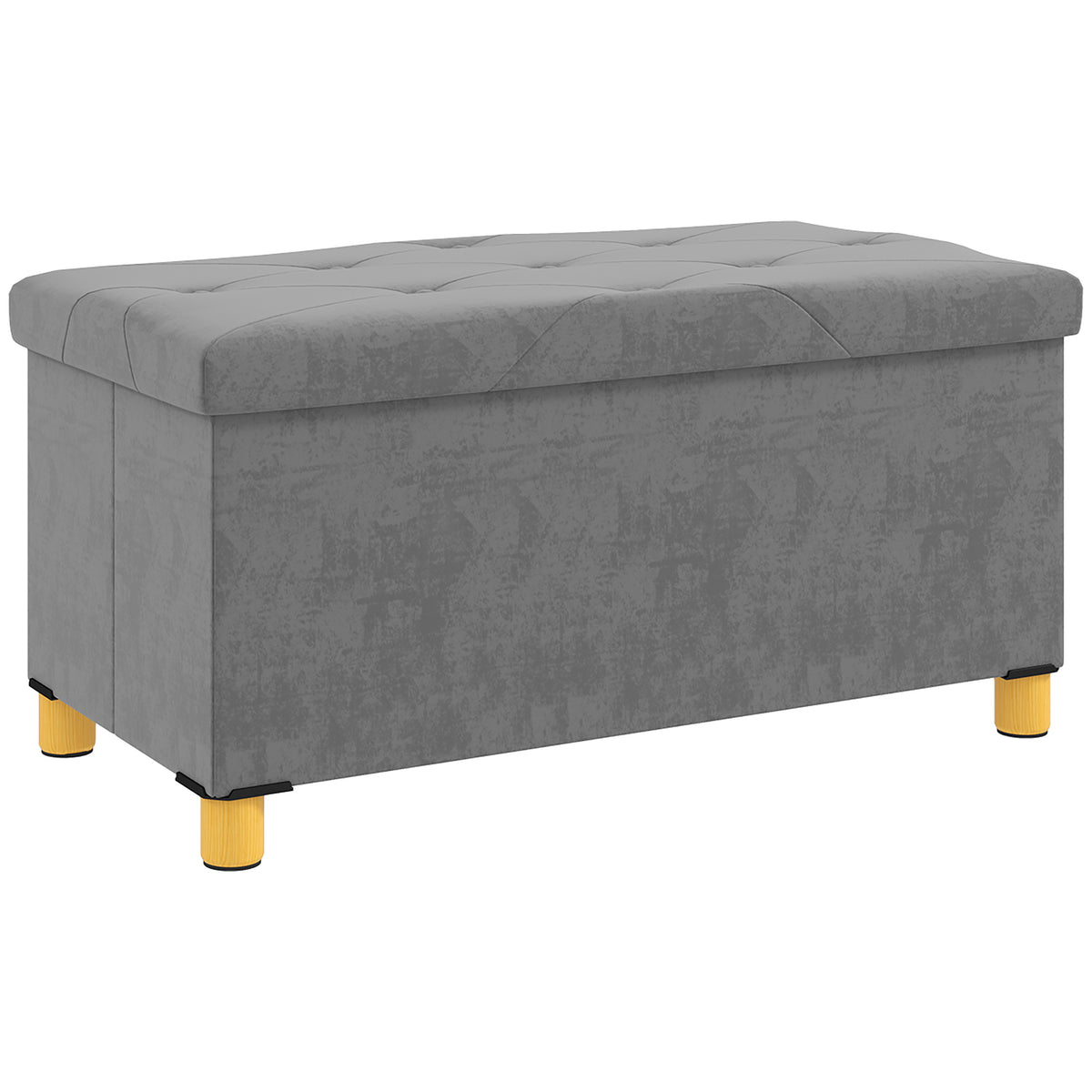 Banc de rangement bout de lit pliable volume 67 L capacité de charge 120 kg avec couvercle 76L x 38l x 38H cm gris-0