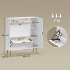 Meuble à chaussures 12 paires, armoire à chaussures, 2 tiroirs rabattables, 4 compartiments, 99,4x23,8x106,6cm, blanc-2