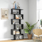 Bibliothèque étagère Zig zag Design Contemporain 80L x 23l x 192H cm 6 Niveaux Noir-1