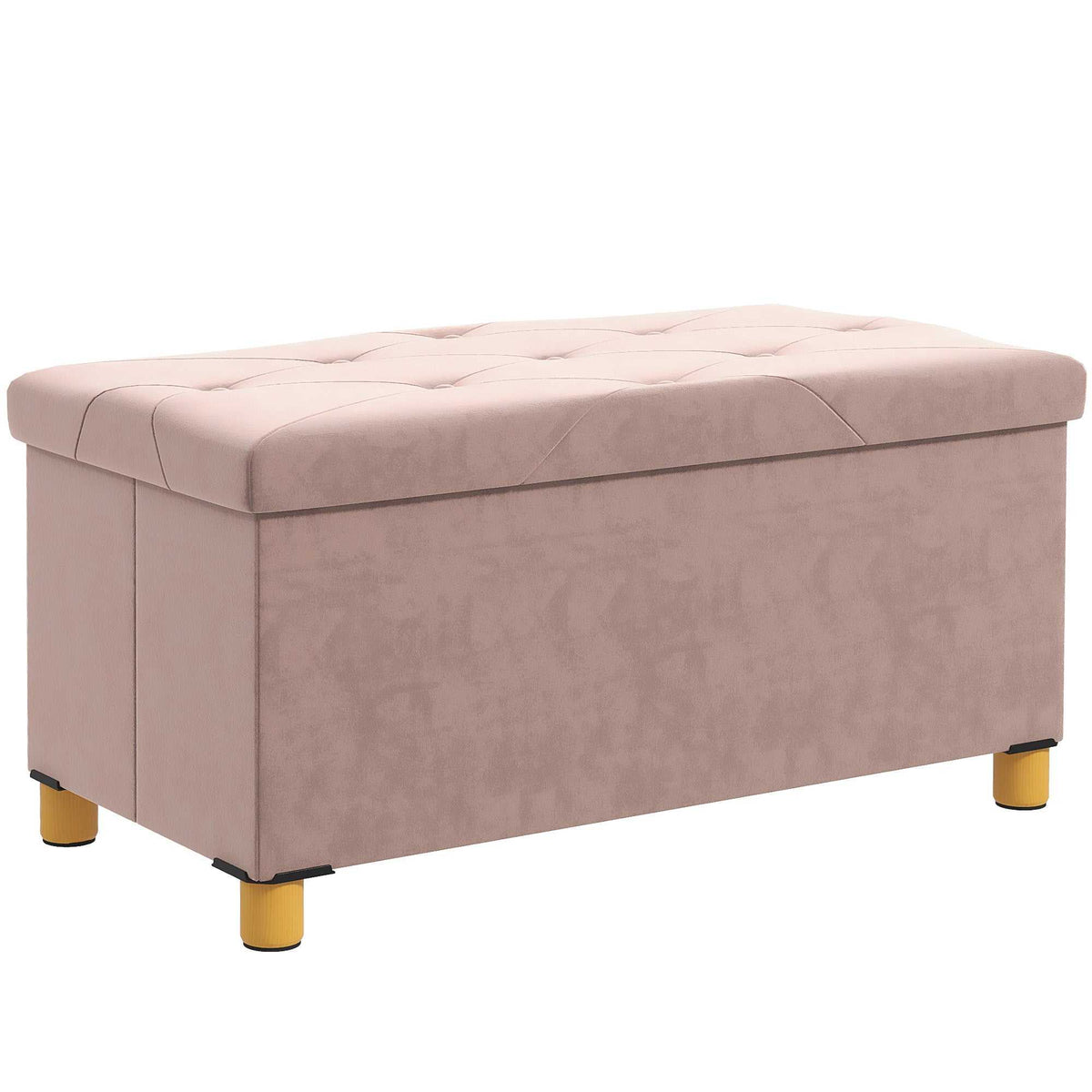 Banc de rangement bout de lit pliable volume 67 L capacité de charge 120 kg avec couvercle 76L x 38l x 38H cm rose-0
