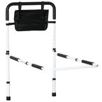 Barre d'appui lit sur pieds protection réglable 5 hauteurs pochette rangement 52 x 85-95 x 71-102 cm blanc noir-0
