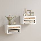 Lot de 2 tables de chevet murales tiroir coulissant, niche, plateau - en bois dim. 40L x 34l x 23H cm-9