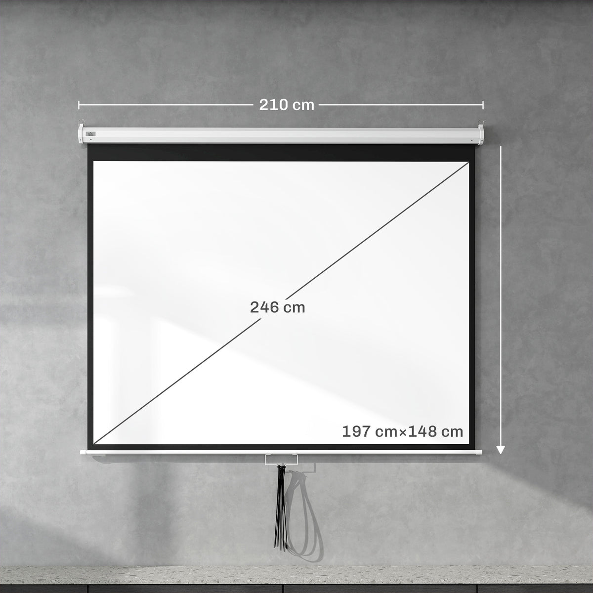 Écran de Projection 100" 4:3 HD 4K, Boîtier en Métal, Écran Hauteur Réglable Manuellement, 203x152cm, Blanc-2