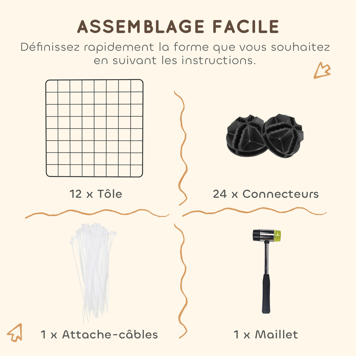 Cage parc enclos pour animaux domestiques L 106 x l 73 x H 36 cm bords arrondis fil métallique noir-4