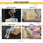 Box jump pliométrie 3 en 1 appareil boîte à saut musculation fitness & entraînement croisé plyobox pour box training 40/45/60 cm en bois-6