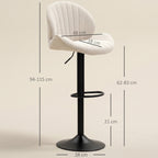 Lot de 2 tabourets de bar forme de coquillage, dossier, hauteur réglable et repose-pieds, cadre en acier, beige-2