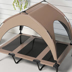 Lit pour chien chat sur pieds lit chien surélevé velum anti-UV oxford sac de transport 106 x 76 x 94 cm café-7