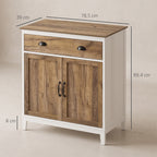 Buffet Salon, Meuble de Rangement avec 2 Portes, Tiroir, Étagère Réglable, 78,5 x 39 x 89,4 cm, Blanc et Chêne-2