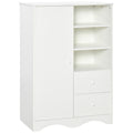 Armoire avec Porte et 5 étagères, 3 niches, 2 tiroirs, meuble de rangement blanc pour chambre, salon, bureau-0