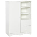 Armoire avec Porte et 5 étagères, 3 niches, 2 tiroirs, meuble de rangement blanc pour chambre, salon, bureau-0