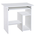 Bureau d'ordinateur, bureau avec rangement, plateau pour clavier et support de moniteur, 80 x 45 x 75 cm, blanc-0