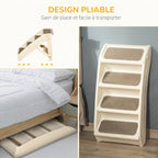 Escalier pour Chien Pliant à 4 Marches Antidérapantes, Escalier pour Animaux en Plastique, 62 x 38 x 49,5 cm, Beige-3