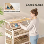 Cage pour hamster habitat pour rongeur 3 étages avec panneau acrylique et roue 80x53x117cm effet bois naturel-8