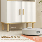 Meuble de salle de bain, meuble de rangement avec 2 portes, compartiment ouvert, étagère réglable, 60x29,5x76,5cm, blanc-6