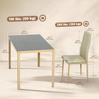 Ensemble Table à Manger avec 4 Chaises en Cuir Synthétique, Plateau Rectangulaire en Verre Trempé, 120x70x75cm, Naturel-2