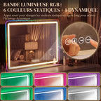 Miroir maquillage lumineux 80x60cm, miroir coiffeuse LED dimmable, lumière RGB, 3 températures de couleur, blanc-5