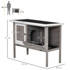 Clapier en bois pour lapin avec toit en asphalte mangeoire plateau amovible et 2 portes 91 x 46 x 71 cm gris-2