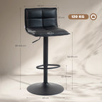 Lot de 2 tabourets de bar, chaises de bar réglable en hauteur avec assise pivotant en PU 44 x 45 x 85-106 cm noir-2