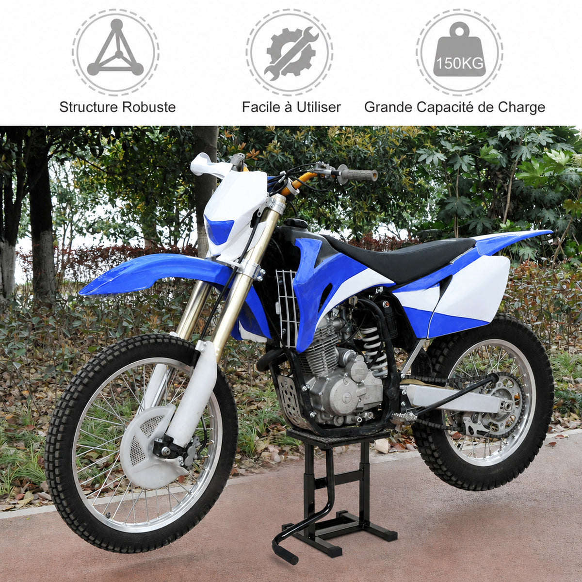 Support universel de moto réglable cric hydraulique lève moto béquille d'atelier stand moto tout-terrain moto cross supermotard noir-3