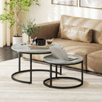 Lot de 2 tables basses gigognes empilable design industriel pieds en métal gris-9