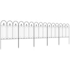 Lot de 5 clôtures de jardin décoratives en métal avec ornements 305 x 79,5 cm noir-0