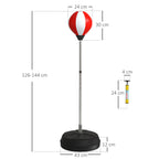 Sac de Frappe sur Pied Punching ball sur pied réglable en hauteur 126-144 cm avec gants, pompe et base de lestage-2