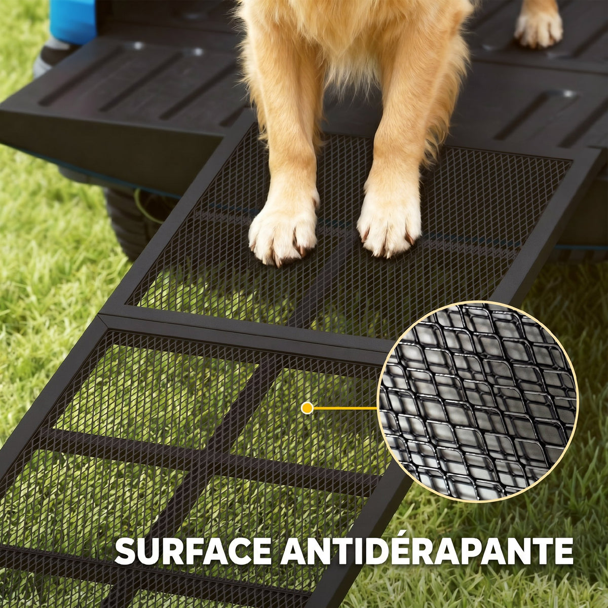 Rampe pour Chien Pliable en Acier, Escalier pour Chien avec Surface Antidérapante, Charge 180 kg, 191 x 50 x 4 cm, Noir-4