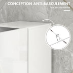 Meuble colonne de salle de bain 2 placards avec étagères réglables + 2 niches 30 x 30 x 181,5 cm blanc-5