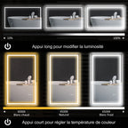 Miroir salle de bain éclairage LED miroir lumineux salle de bain mural interrupteur tactile lumière 3 couleurs 100 x 60 cm-3