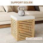 Coffre de rangement tabouret de rangement 54.76 L design lamellé cadre en bambou naturel 40 x 40 x 47 cm bois naturel-5