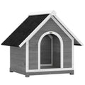 Niche pour Chien Extérieur Maison pour Chien Corps Entièrement Ouvrant pour Nettoyage Facile 84x101x86 cm Gris et Blanc-0