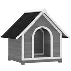 Niche pour Chien Extérieur Maison pour Chien Corps Entièrement Ouvrant pour Nettoyage Facile 84x101x86 cm Gris et Blanc-0
