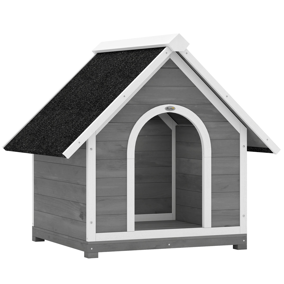Niche pour Chien Extérieur Maison pour Chien Corps Entièrement Ouvrant pour Nettoyage Facile 84x101x86 cm Gris et Blanc-0