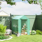 Serre de jardin PE étagère 2 niveaux, serre de balcon, bâche renforcée 140 g/m², châssis en acier, 186x120x190cm, vert-9