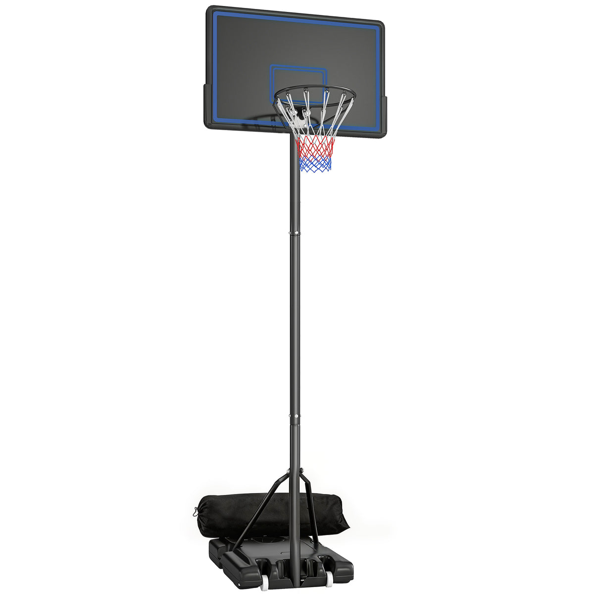 Panier de Basketball sur Pieds avec Hauteur Réglable de 1,35 à 3,05 m avec Roues, Base de Lestage et Sac de Sable, Bleu-0