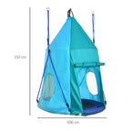 Balançoire nid d'oiseau avec tente amovible Ø 100 cm charge max. 150 Kg corde réglable en hauteur 120 à 180 cm bleu-2