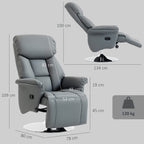 Fauteuil de relaxation inclinable pivotant repose-pied réglable, jusqu'à 150 kg, pour salon, chambre, home cinéma, gris-2