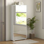 Meuble à chaussures 2 en 1 façades miroir 4 portes abattants, étagères réglables, jusqu'à 24 paires, 76l x 26P x 168H cm-9