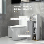Meuble de salle de bain support papier toilette avec placard et étagères réglables 20 x 20 x 80 cm blanc-3