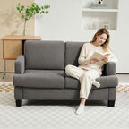 Canapé 2 places 120 cm avec coussins de dossier amovibles, tissu chenille pour salon, chambre, bureau, gris foncé-7
