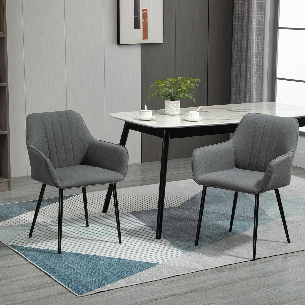 Chaises de Salle à Manger Chaises de Visiteur Design scandinave - Lot de 2 chaises - Pieds effilés métal Noir-1