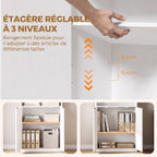 Bibliothèque à 6 Niveaux, Meuble de Rangement, 60 x 24 x 182 cm avec 4 Compartiments Ouverts et 2 Portes, Blanc-5