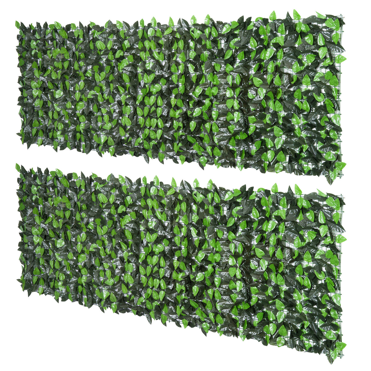 Lot de 2 haies artificielles Feuilles de Laurier - Treillis Extensible - Brise-Vue canisse végétale Feuillage réaliste-0