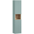 Meuble colonne salle de bain, meuble de rangement, 2 portes, compartiment et étagères réglables, 30x24x140cm, vert-0