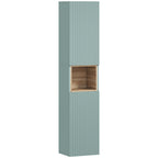 Meuble colonne salle de bain, meuble de rangement, 2 portes, compartiment et étagères réglables, 30x24x140cm, vert-0
