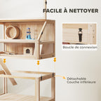 Cage pour hamster habitat pour rongeur 3 étages avec panneau acrylique et roue 80x53x117cm effet bois naturel-4