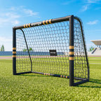 But de Football avec Mousse de Protection, 6 Piquets de Sol et Filet en PE, 240x85x160cm, Jaune-1
