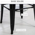 Lot de 4 tabourets de Bar Empilable Chaise de Bar Industriel avec Repose-Pied Hauteur d'Assise 76 cm, cadre en métal, style rétro, pour salle à manger, balcon, bistrot ou bar, Noir-3