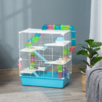 Grande cage pour hamsters cage pour rongeur 5 niveaux avec tunnels abreuvoir roue maisonnette échelles dim. 59L x 36l x 69H cm-1
